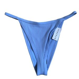 Pacsun Swim Eco Blue Ribbed High Leg Bikini Bottom Size L